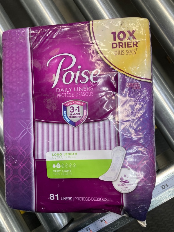 Photo 3 of Poise Poise Incontinence Panty Liners, Very Light Absorbency, Long, 81 Count, Long, 81 Count 81 Count (Pack of 1)