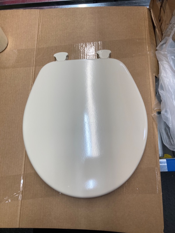 Photo 2 of CHURCH 540EC 006 Toilet Seat with Easy Clean & Change Hinge, ROUND, Durable Enameled Wood, Bone