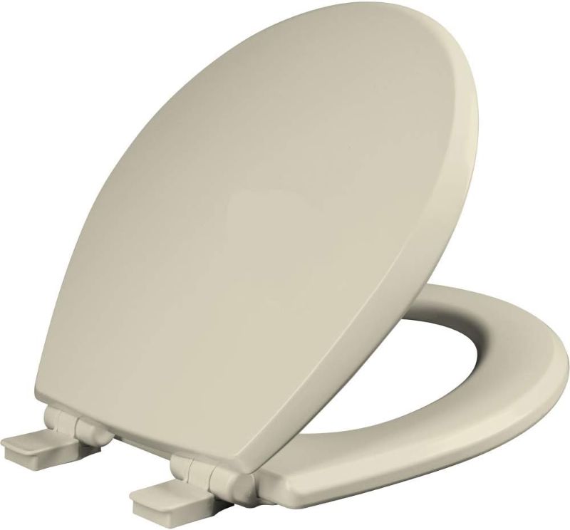 Photo 1 of CHURCH 540EC 006 Toilet Seat with Easy Clean & Change Hinge, ROUND, Durable Enameled Wood, Bone