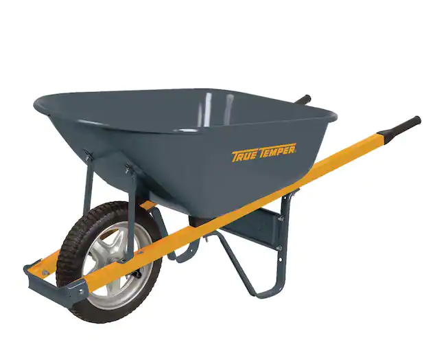 Photo 1 of 6 cu. ft. Wheelbarrow with Steel Handles and Flat Free Tire