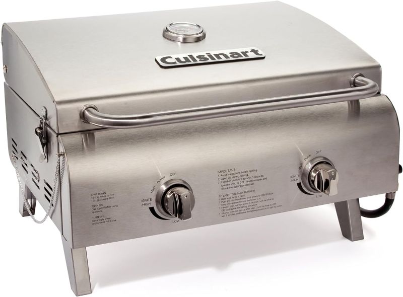 Photo 1 of 
Cuisinart CGG-306 Chef's Style Portable Propane Tabletop 20,000, Professional Gas Grill, Two 10,000 BTU Burners, Stainless Steel