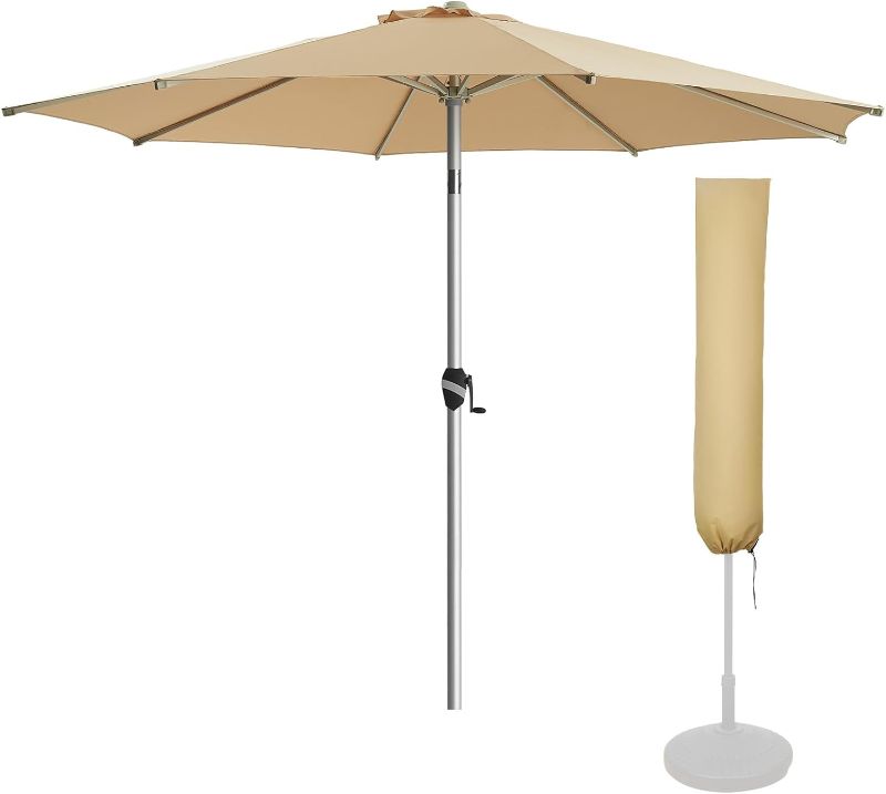 Photo 1 of 
BLUU 9 FT Aluminum Outdoor Patio Umbrella with Cover, 5-YEAR Fade-Resistant Outdoor Market Table Umbrella with Push Button Tilt, for Pool, Deck, Garden