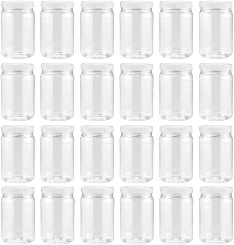 Photo 1 of 36 Clear Plastic Mason Jars (18 oz 24 pack) | With Screw-On Airtight Lids 