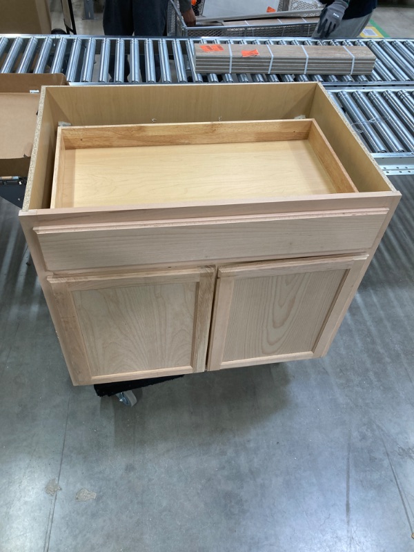 Photo 4 of 36 in. W x 24 in. D x 34.5 in. H Assembled Sink Base Kitchen Cabinet in Unfinished with Recessed Panel