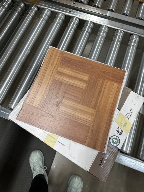 Photo 3 of ***23 TILES*** Brown Wood Parquet 12 in. x 12 in. Peel and Stick Vinyl Tile Flooring (30 sq. ft. / case)