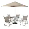 Photo 1 of  Stylewell Amberview 6-Piece Steel Square Outdoor Dining Set in Brown with Umbrella
