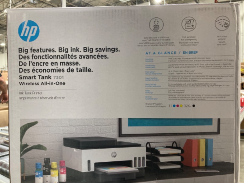 Photo 2 of HP Smart -Tank 7301 Wireless All-in-One Cartridge-free Ink Printer, up to 2 years of ink included, mobile print, scan, copy, automatic document feeder (28B70A)