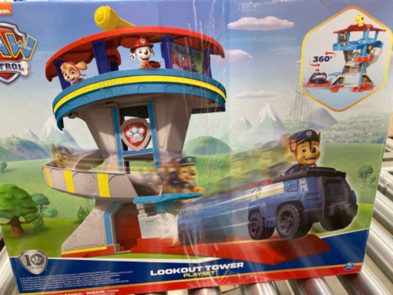 Photo 3 of Paw Patrol Lookout Tower Playset with Toy Car Launcher, Amazon Packaging Version