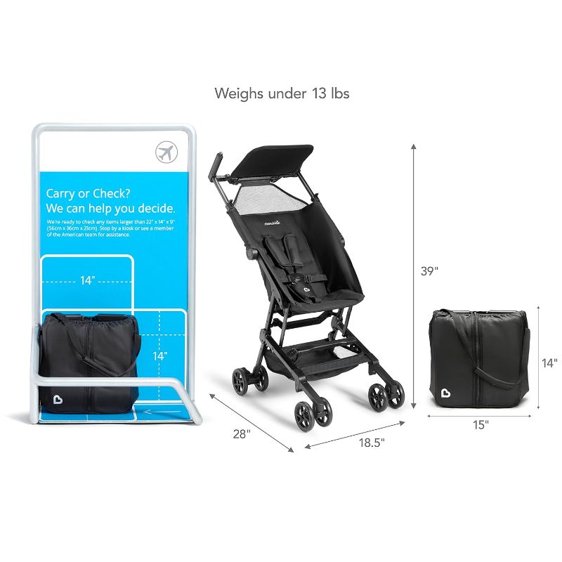 Photo 1 of Munchkin Sparrow Ultra Compact Lightweight Travel Stroller for Babies & Toddlers, Black