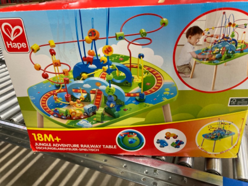 Photo 2 of Hape E3824 Jungle Adventure Kids Toddler Wooden Bead Maze & Railway Train Track Play Table Toy for Ages 18 Months and Up Multicolor, 25.6" L x 17.52" W x 17.91" H