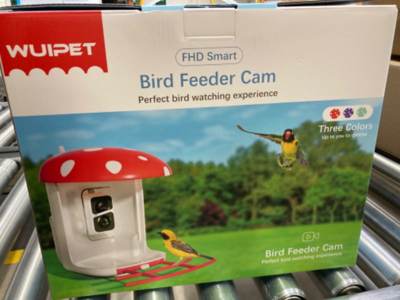 Photo 1 of WUIPET Bird Feeder with Camera, Smart Bird Feeder Camera with AI Identify Bird Species, Auto Capture Bird Videos & Instant Notifications, Live View, Solar Panel, Ideal Gift for Bird Lover, Red