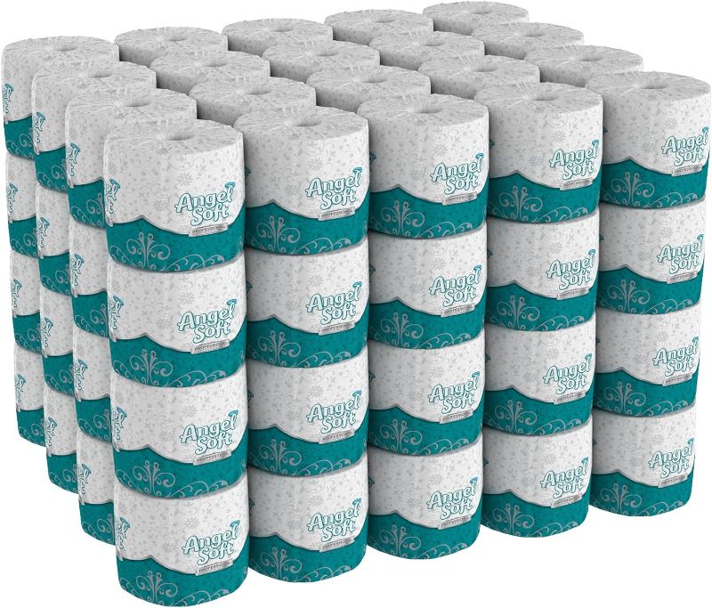 Photo 1 of Angel Soft ps 16880 White 2-Ply Premium Embossed Bathroom Tissue, 4.05" Length x 4.0" Width (Case of 80 Rolls, 450 Sheets Per Roll)