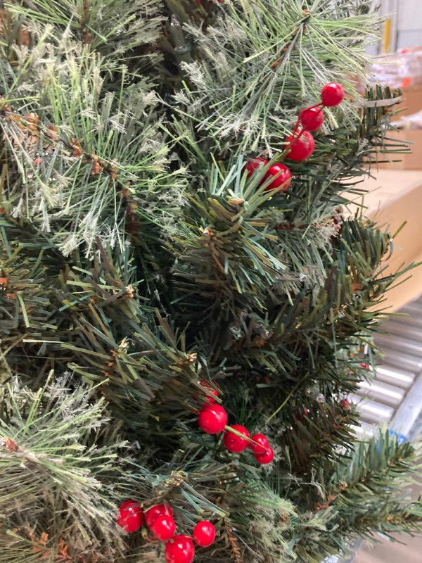 Photo 3 of ational Tree Company Pre-Lit Artificial Mini Christmas Tree, Green, Crestwood Spruce, White Lights, Decorated with Pine Cones, Berry Clusters, Frosted...