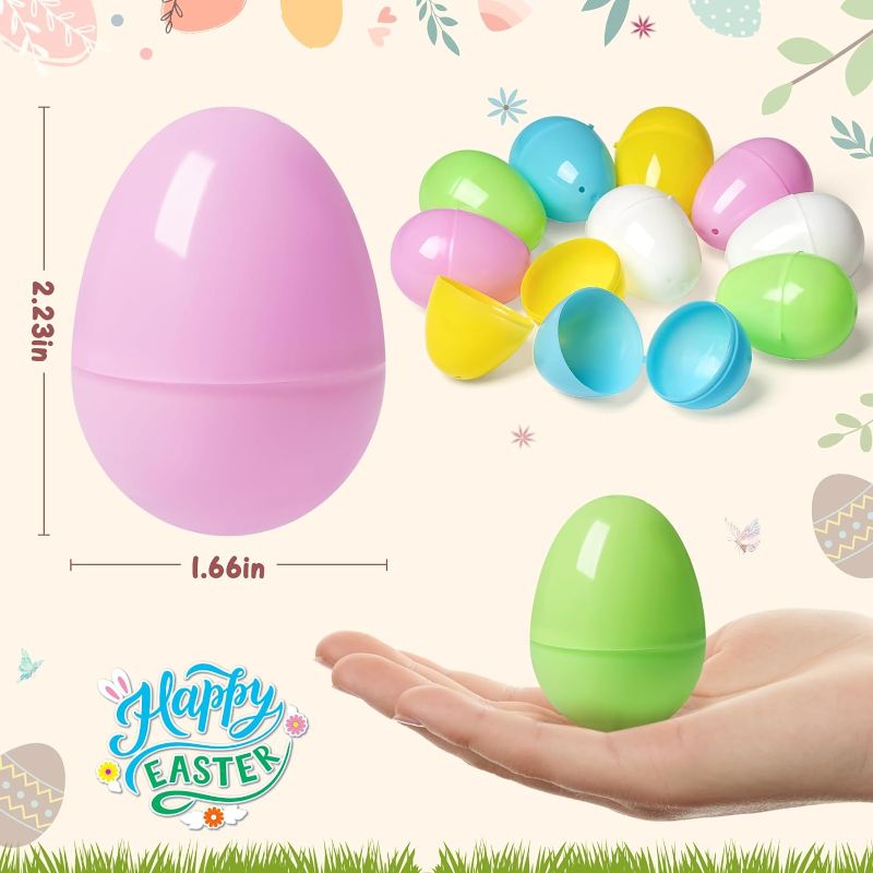 Photo 1 of 300 PCS 2.4" Plastic Easter Eggs Bulk, Assorted Pastel Colorful Plastic Easter Eggs with Hinge for Easter Hunt, Candy Treats, Basket Stuffers Fillers, and Classroom Prize Supplies