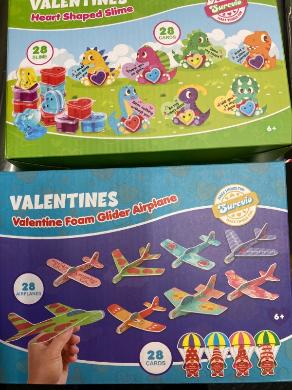 Photo 1 of Bundle: Valentines air planes (28) & Valentines Slime (28) (TWO PACK)