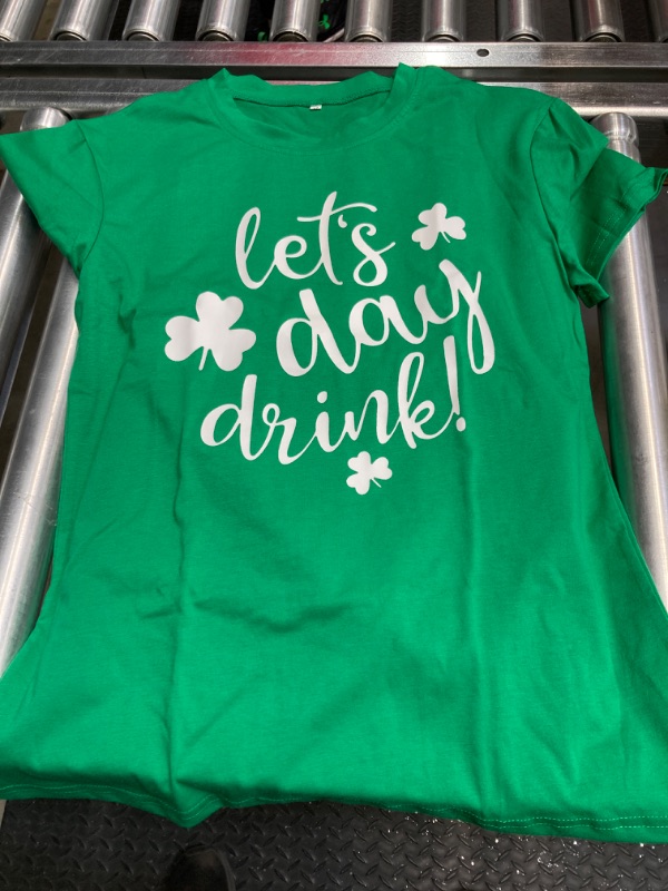 Photo 2 of Lets Day Drink St Pattys Day Shamrock Green Shirt Top Women T-Shirt SMALL