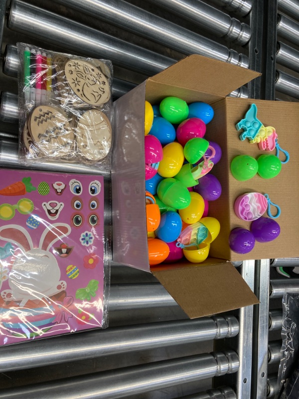 Photo 1 of FUN BUNDLE Holiday: Fun-Little-Toys 36 Sheets Easter Stickers - 46 Pcs Pre Filled Eggs with Pop Keychains & Egg color craft 