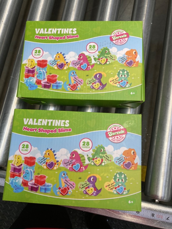 Photo 2 of BUNDLE PACK (2) 28 Pack Valentines Day Gifts for Kids, Heart Slime with Dinosaur Greeting Cards Stress Relief Fidget Toy for Kids Party Favor, Valentine's Day School Prize Classroom Exchange Gift Set Style 3