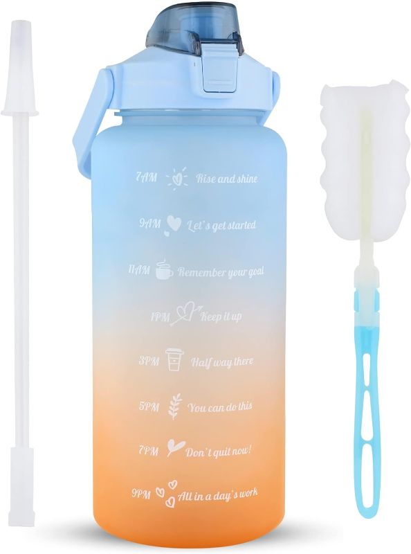 Photo 1 of 
Half Gallon Water Bottle with Time Marker - half gallon Water Bottle with Straw - Big Water Bottle - Large Water Bottle (Orange Blue Gradient)
