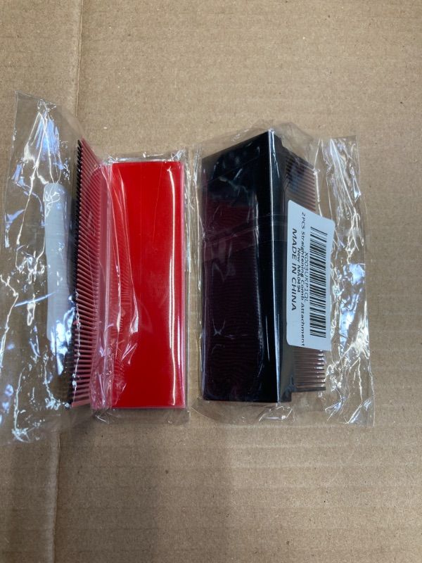 Photo 1 of 2 pack BUNDLE - 4Pcs Flat Iron Comb, Straightening Comb Flat Iron Comb Attachment Clip on Comb Attachment for Flat Iron, Hair Straightener Comb Barber Hair Combs for Women, Barber Accessories(Black Red) Black,Red