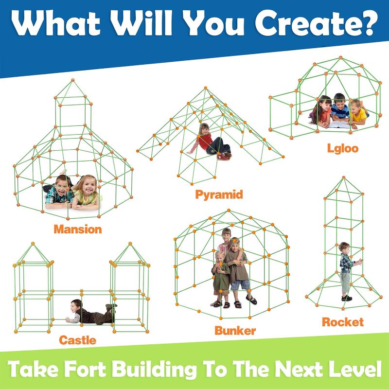 Photo 1 of 30 Pieces with Blanket & Light, 3 in 1 Blanket Fort Toy for 5,6,7,8 Years Old Boy & Girls-STEM Building Toys DIY Castles Tunnels Play Tent Rocket Tower Indoor & Outdoor