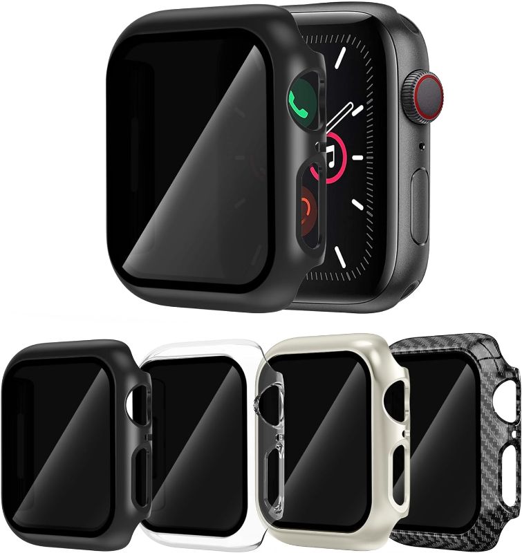 Photo 1 of 4 Pack for Apple Watch Privacy Screen Protector Case 41mm Series 8/7 Anti-Peeping Full Screen Coverage PC Hard Bumper Ultra-Thin + 6 Pair of Low cut sock