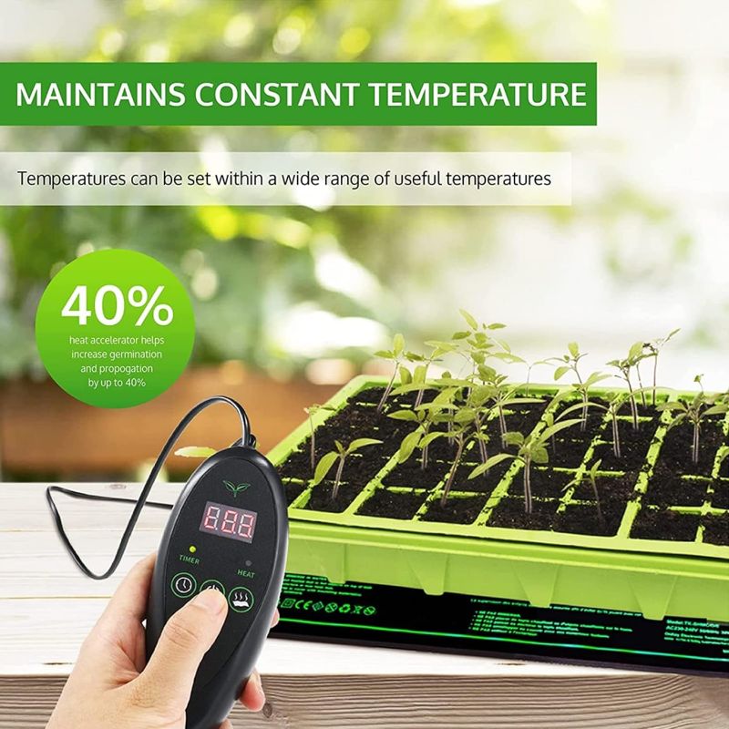 Photo 1 of 2 pack -Seedling Heating Mat 20X10Inch Nursery Combo Plant Temperature Control Digital Display Temperature Adjustment Pad Heating Pad Set Mat Floor (US Plug 100?120V)