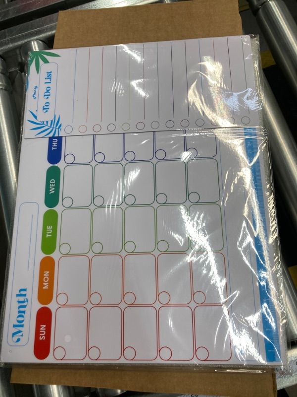Photo 1 of Extra-Thick Magnetic Calendar for Refrigerator Kit w/ 5 Markers & Eraser – Includes Monthly Planner & To-Do List Set – Multifunctional White board Dry Erase Calendar for Fridge, Wall & Desk Use
