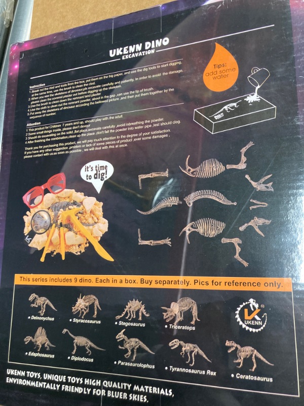 Photo 3 of DinosaurExcavation Kit - 16 Bones to Build Glow-in-The-Dark Model - Perfect Digging Toy for Kids Aged 5-13