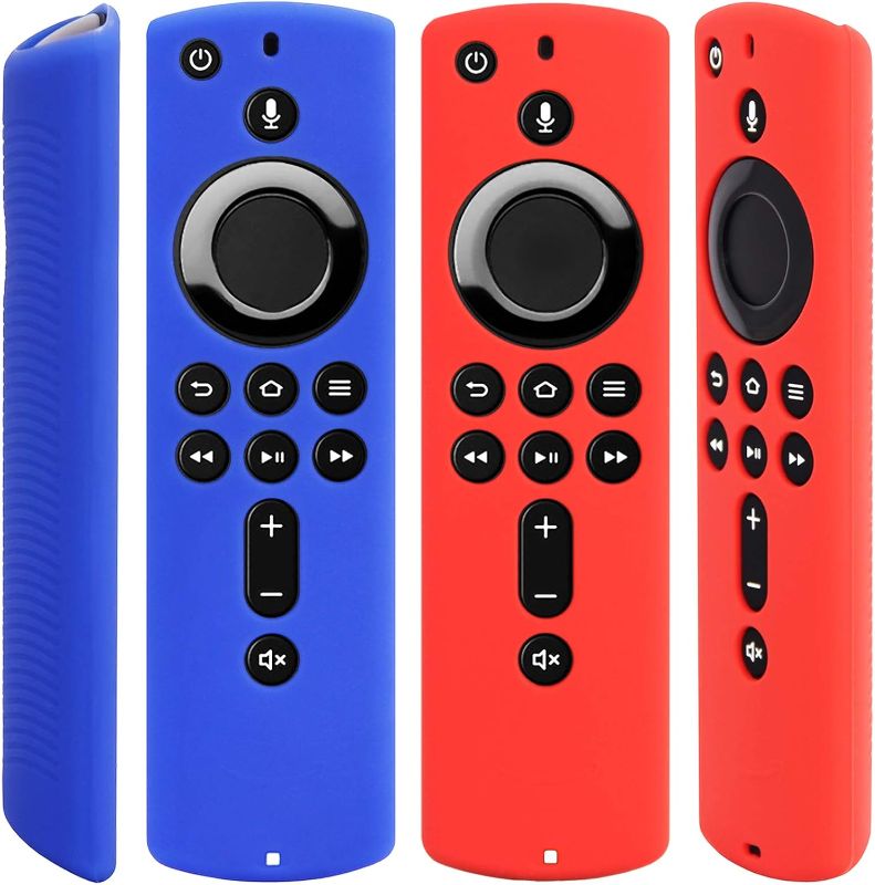 Photo 1 of 3 pack - Silicone Cover Case for Fire TV Stick 4K / Fire TV (3rd Gen) Compatible with All-New 2nd Gen Alexa Voice Remote Control (Red Orange and Blue)