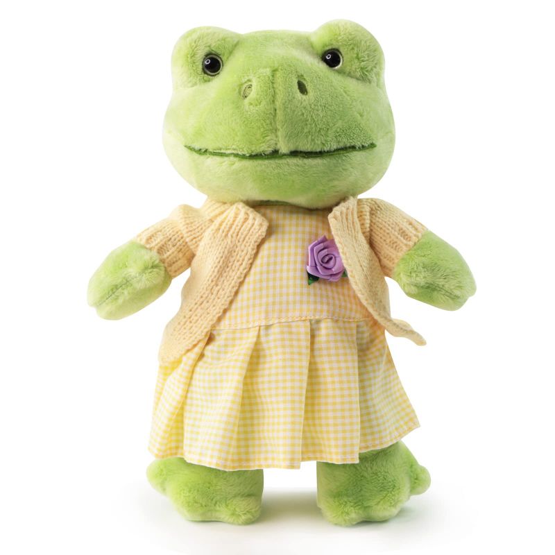 Photo 1 of 11-Inch Cute Frog Plush, Soft Frog Stuffed Animal Plush Toy, Kawaii Frog Plush Doll, Green Frog Plushie with Cloths Toy Gift for Kids Children (Mum Frog with Yellow Suit)