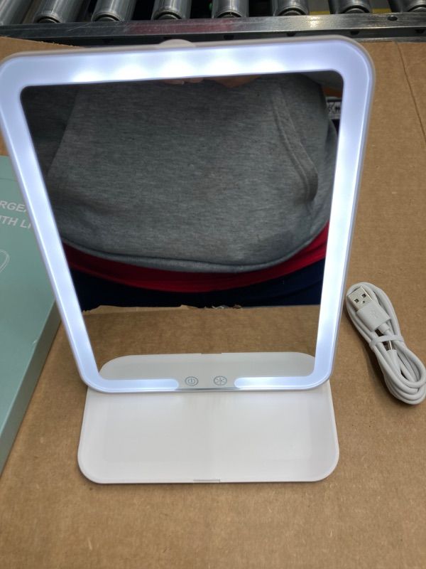 Photo 2 of Inches Lighted Travel Mirror , Rechargeable Battery, USB-C Charging, 78 LEDs, Tabletop Mount