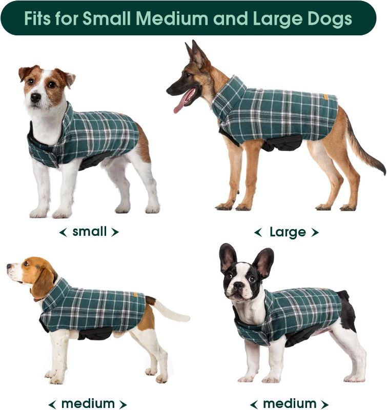 Photo 1 of  Warm Dog Coat, Reversible Waterproof Winter Dog Jacket Coat - British Style Plaid Dog Clothes Vest