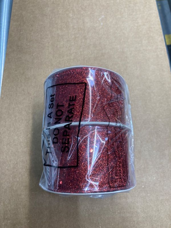 Photo 3 of 2 Rolls - Christmas Glitter Ribbon Glitter Wired Ribbon Shiny Ribbon for Christmas Party Box Wrapping Decor (Red)