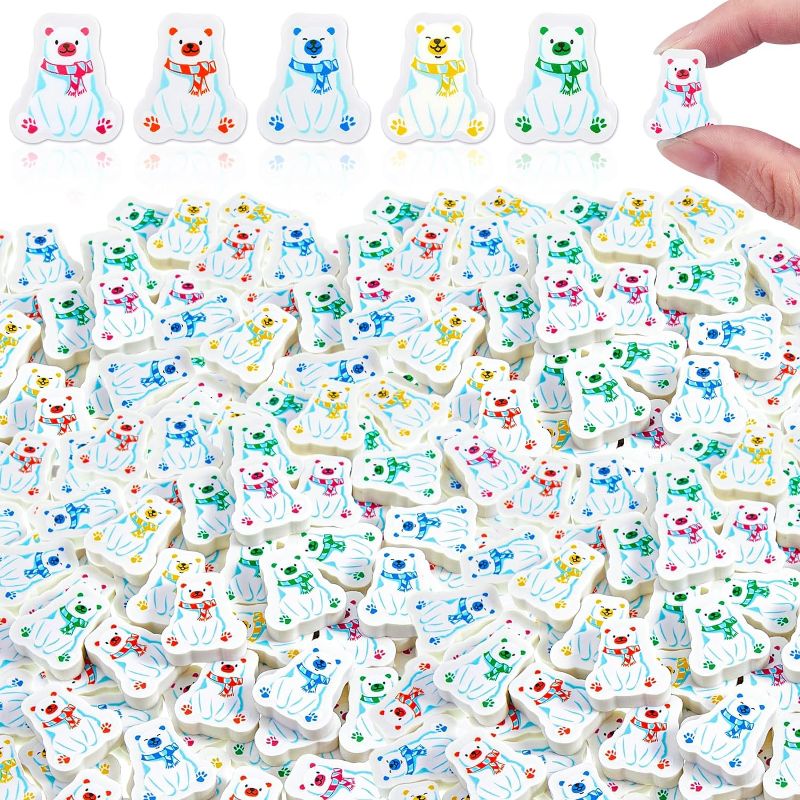 Photo 1 of 400 Pcs Mini Polar Bear Erasers Colorful Mini Erasers for Kids Bulk Fun Erasers Cute Animal Erasers Bear Party Favors  5 colors