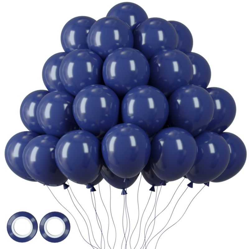 Photo 1 of  105pcs Navy Blue Balloons 12inch Dark Blue Balloons for Birthday Graduation Baby Shower Anniversary New Year Party Holiday Decorations