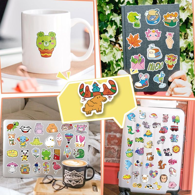 Photo 2 of 600PCS Mixed Cool Stickers for Adults, Teens, Kids, Vinyl Aesthetic Stickers Stickers for Water Bottle, Laptop, Guitar, Skateboard, Luggage, Waterproof Cute