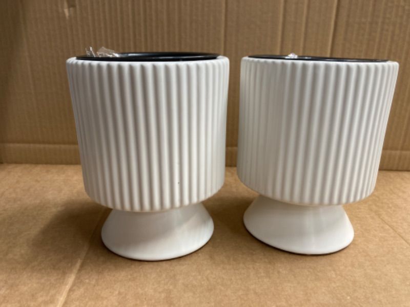 Photo 5 of 2 WHITE Plant Pots - Ceramic