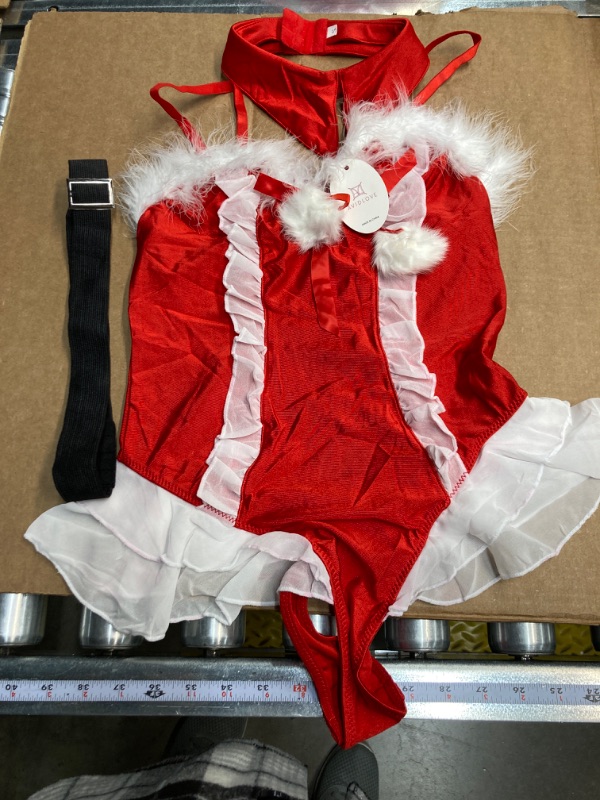 Photo 2 of Christmas Santa Teddy Ruffle Bodysuit With Belt