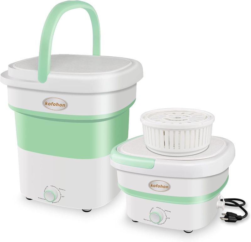 Photo 1 of Small Portable Washing Machine-Mini Foldable Washer with Drainage Basket to Dry,4.0-4.5lbs Washing Capacity Perfect for Small Lightweight Delicate Clothes Items RV Camp Apartment Dorm.