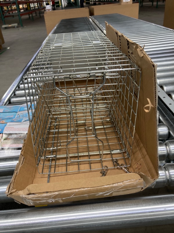 Photo 4 of 17.3" Heavy Duty Squirrel Trap, Folding Live Small Animal Cage Trap, Humane Cat Traps for Stray Cats, Rabbits, Raccoons, Skunks, Possums and More Rodents, Catch and Release.