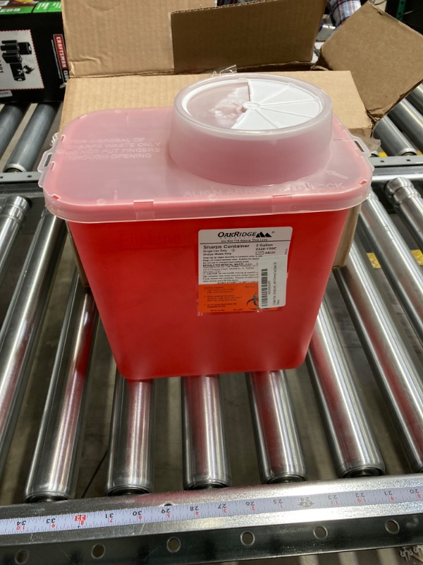 Photo 1 of Oakridge Products Large Sharps Container for Home Use and Professional 2 Gallon (1-Pack) with Chimney Top, Biohazard Needle and Syringe Disposal, CDC Certified