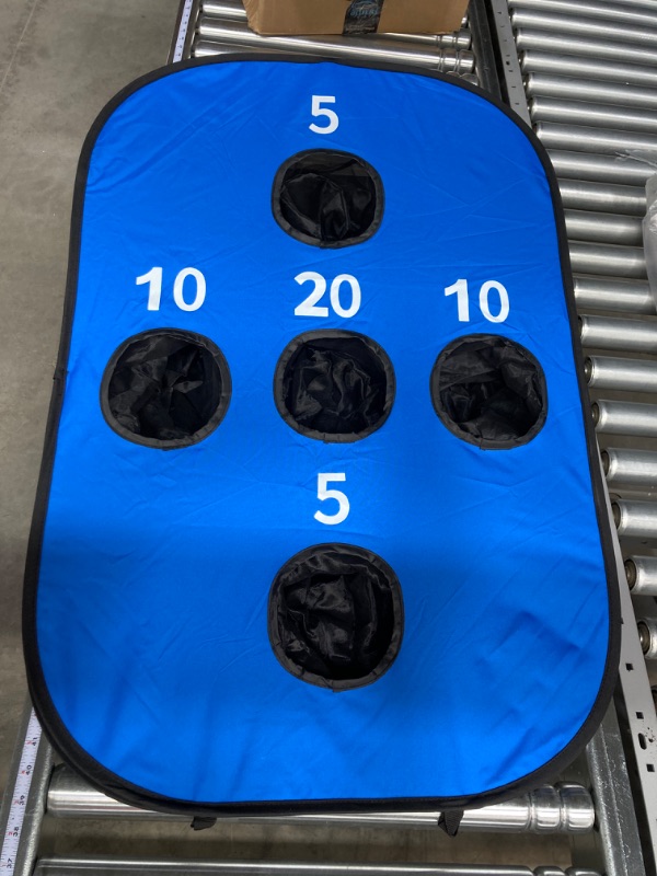 Photo 3 of G4Free Portable Collapsible 5 Holes Cornhole Game Set with 2 Bean Bags Carrying Case Toss Game Size 3ft x 2ft for Camping Travel A-Red Blue