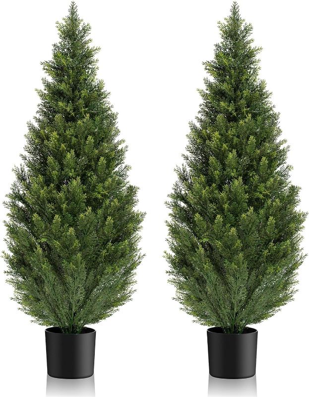 Photo 1 of 
3FT Topiary Cedar Trees Artificial Outdoor Set of 2 Faux Pine Potted Plants UV Resistant Long Lasting Evergreen Fake Cypress Shrubs for Home Front Porch...

