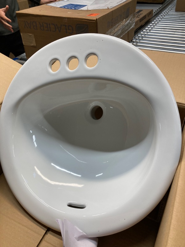 Photo 2 of 19 in. Drop-In Round Vitreous China Bathroom Sink in White