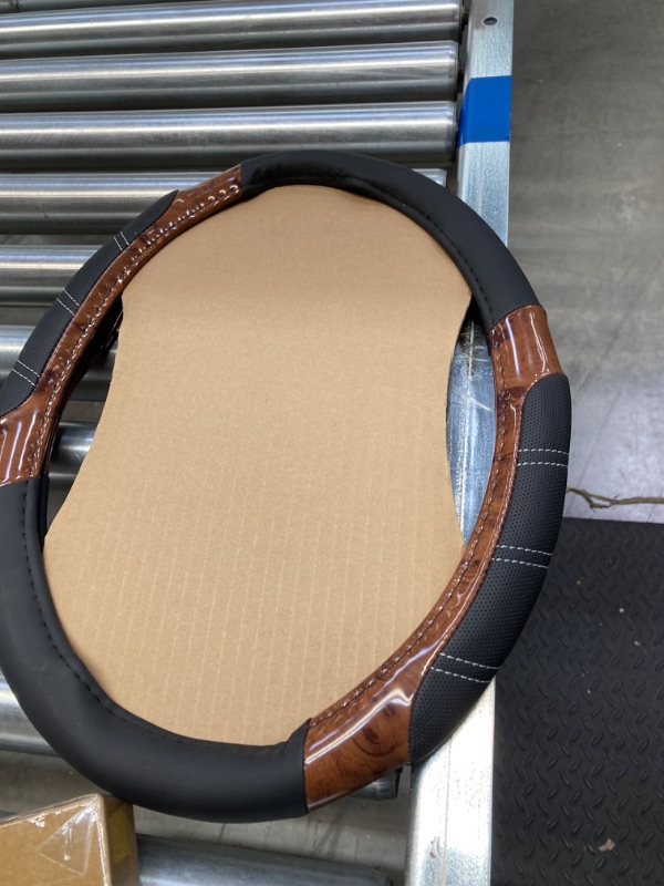 Photo 2 of CAR PASS Wood Grain Microfiber Leather Sporty 14.5-15 inch Steering Wheel Cover Universal Fits for 95% Truck,SUV,Cars, Anti-Slip Safety Comfortable Design (Black Wood Grain) https://a.co/d/hjDUNOc