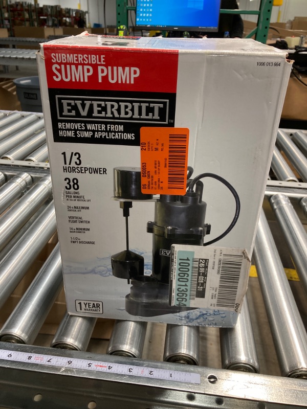 Photo 1 of Everbilt 1/3 HP Aluminum Sump Pump 