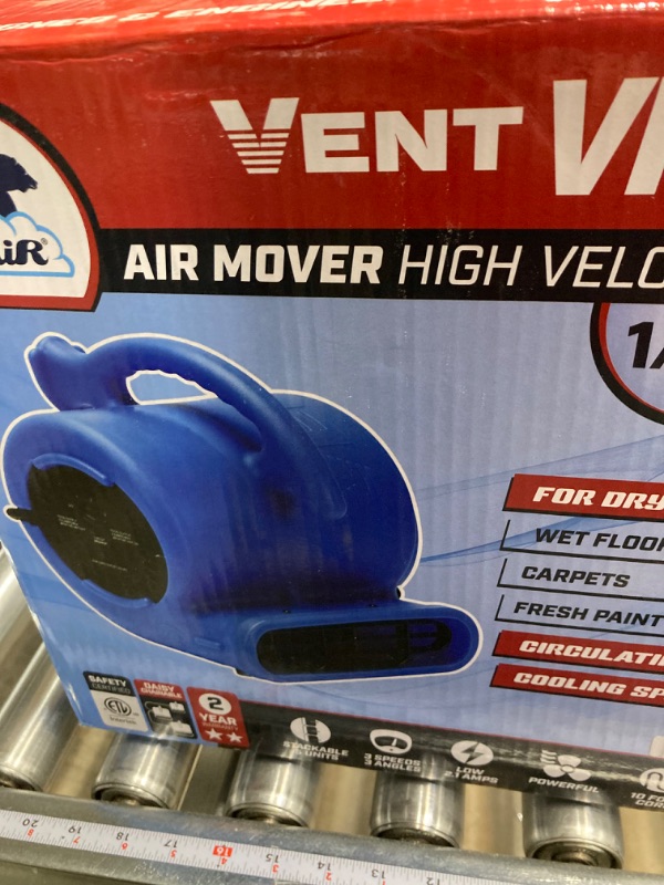 Photo 4 of B-Air VP-25 1/4 HP 900 CFM Air Mover for Water Damage Restoration Equipment Carpet Dryer Floor Blower Fan Home and Plumbing Use, Blue https://a.co/d/hFZzN7V