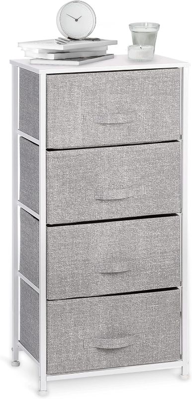 Photo 1 of BINO 4-Drawer Fabric Dresser Storage Tower, Light Grey | Closet Organizer Unit | Bedroom Storage Cabinet | Clothing Drawer & Dresser Furniture | Organizing Drawer for Nursery Hallway Entryway Room