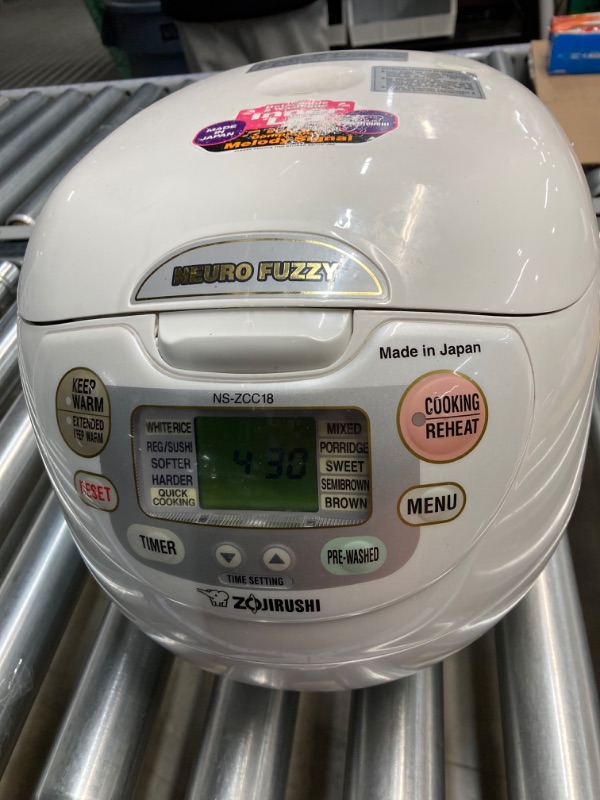 Photo 2 of ***NON-FUNCTIONINING, SEE NOTES*** Zojirushi NS-ZCC18 Neuro Fuzzy Rice Cooker & Warmer, 10 Cup, Premium White, Made in Japan 10-Cup